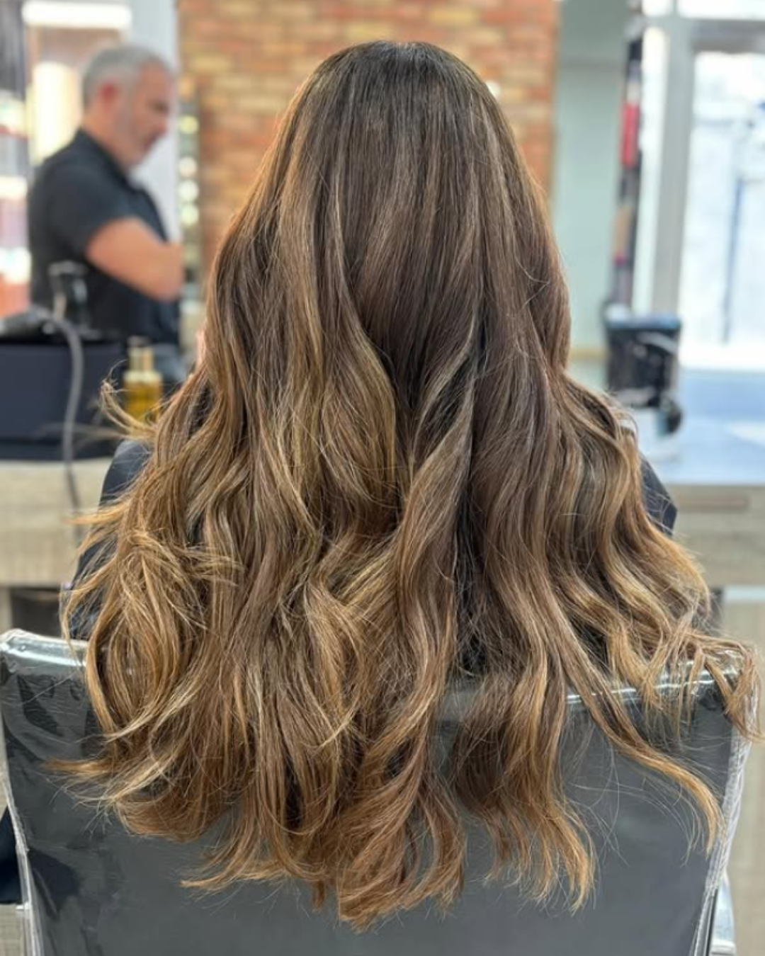 brunette hair colour with caramel highlights on long layered hair brunette hair colour with caramel highlights on long layered hair