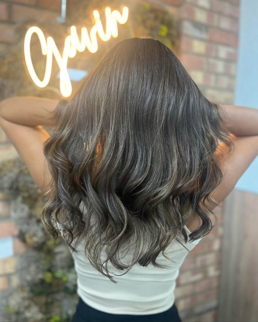 After a brunette balayage hair colour make over at gavin ashley hairdressing salon in bury st edmunds 